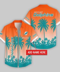 Custom Name Miami Dolphins Flowers Hawaiian Shirt For Fans