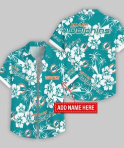 Custom Name Miami Dolphins Hibicus Hawaiian Shirt For Fans