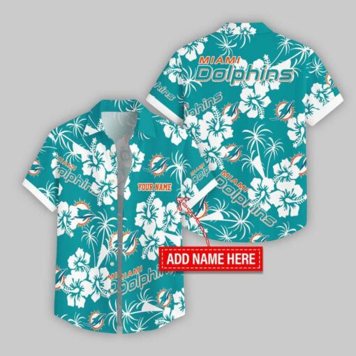 Custom Name Miami Dolphins Hibicus Hawaiian Shirt For Fans