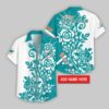 Custom Name Miami Dolphins Rose Branch Pattern Hawaiian Shirt For Fans