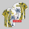 Custom Name Michigan Wolverines Coconut Pattern Hawaiian Shirt For Fans