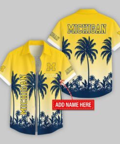 Custom Name Michigan Wolverines Flowers Hawaiian Shirt For Fans
