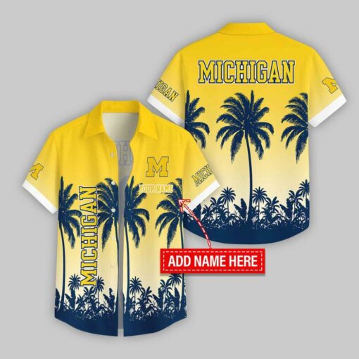 Custom Name Michigan Wolverines Flowers Hawaiian Shirt For Fans