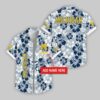 Custom Name Michigan Wolverines Flowers Pattern Hawaiian Shirt For Fans