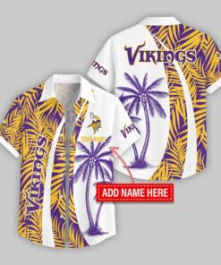 Custom Name Minnesota Vikings Coconut Pattern Hawaiian Shirt For Fans