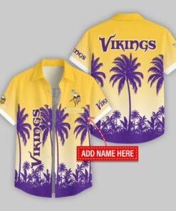 Custom Name Minnesota Vikings Flowers Hawaiian Shirt For Fans