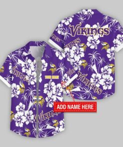 Custom Name Minnesota Vikings Hibicus Hawaiian Shirt For Fans