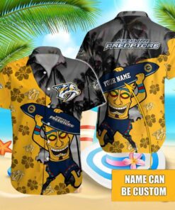 Custom Name Nashville Predators Tiki Summer Hawaiian Shirt