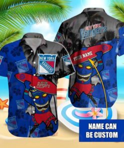 Custom Name New York Rangers Tiki Vibes Summer Hawaiian Shirt
