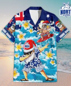 Custom Name North Melbourne AFL Santa Claus Team Hawaiian Shirts