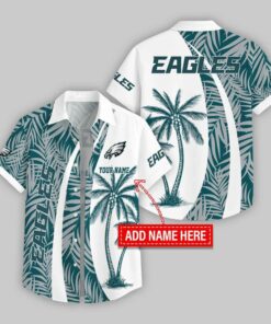 Custom Name Philadelphia Eagles Coconut Pattern Hawaiian Shirt For Fans
