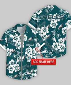 Custom Name Philadelphia Eagles Hibicus Hawaiian Shirt For Fans