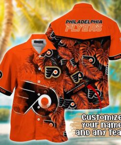 Custom Name Philadelphia Flyers Tropical Shadow Summer Hawaiian Shirt