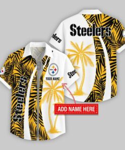 Custom Name Pittsburgh Steelers Coconut Pattern Hawaiian Shirt For Fans
