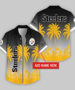 Custom Name Pittsburgh Steelers Flowers Hawaiian Shirt For Fans