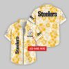 Custom Name Pittsburgh Steelers Flowers Pattern Hawaiian Shirt For Fans