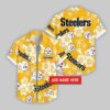 Custom Name Pittsburgh Steelers Hibicus Hawaiian Shirt For Fans
