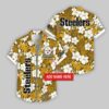 Custom Name Pittsburgh Steelers Hibicus Pattern Hawaiian Shirt For Fans