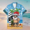 Custom Name Port Adelaide AFL Santa Claus On Beach Hawaiian Shirts