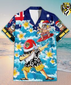 Custom Name Richmond AFL Santa Claus Team Hawaiian Shirts