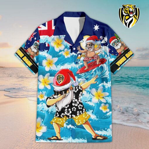 Custom Name Richmond AFL Santa Claus Team Hawaiian Shirts