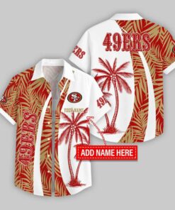 Custom Name San Francisco 49ers Coconut Pattern Hawaiian Shirt For Fans