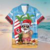 Custom Name St Kilda AFL Santa Claus On Beach Hawaiian Shirts