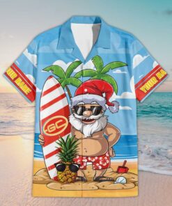 Custom Name Suns AFL Santa Claus On Beach Hawaiian Shirts