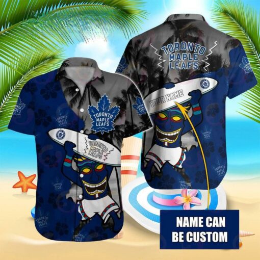 Custom Name Toronto Maple Leafs Tiki Surfer Summer Hawaiian Shirt