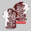 Custom Name Washington Redskins Rose Branch Pattern Hawaiian Shirt For Fans
