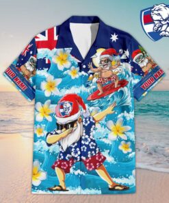 Custom Name Western Bulldogs AFL Santa Claus Team Hawaiian Shirts