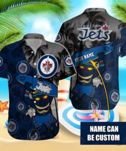 Custom Name Winnipeg Jets Surfing Spirit Summer Hawaiian Shirt