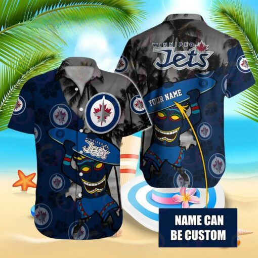 Custom Name Winnipeg Jets Surfing Spirit Summer Hawaiian Shirt