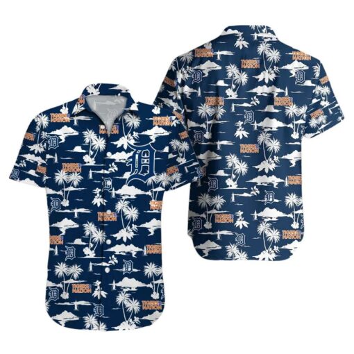 Detroit Tigers Scenic Palm Summer Hawaiian Shirt