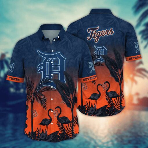 Detroit Tigers Sunset Flamingo Summer Hawaiian Shirt