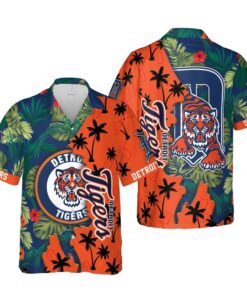 Detroit Tigers Sunset Palms Summer Hawaiian Shirt