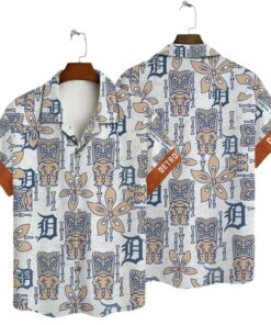 Detroit Tigers Tiki Floral Summer Hawaiian Shirt