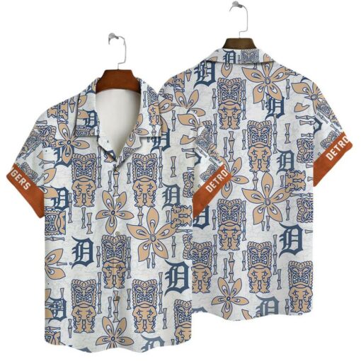Detroit Tigers Tiki Floral Summer Hawaiian Shirt