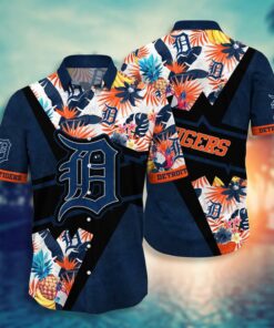 Detroit Tigers Tropical Color Block Summer Hawaiian Shirt