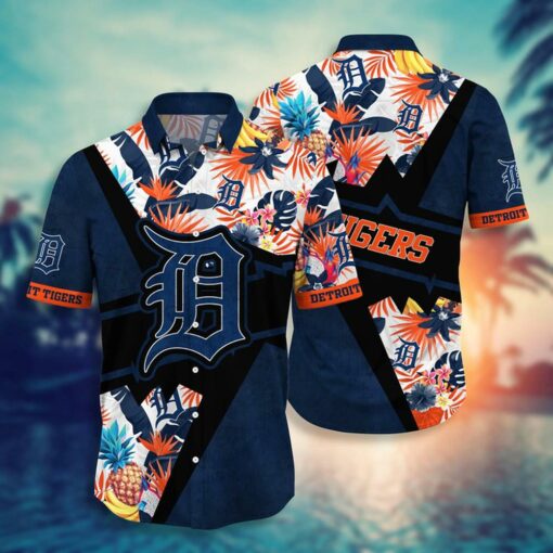 Detroit Tigers Tropical Color Block Summer Hawaiian Shirt
