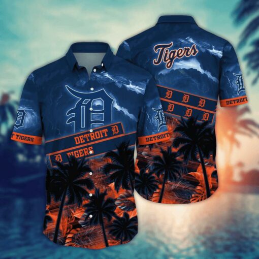 Detroit Tigers Tropical Palm Sunset Summer Hawaiian Shirt
