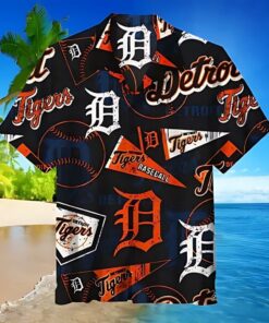 Detroit Tigers Vintage Baseball Collage Summer Hawaiian Shirt