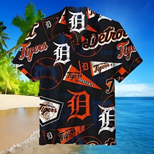 Detroit Tigers Vintage Baseball Collage Summer Hawaiian Shirt