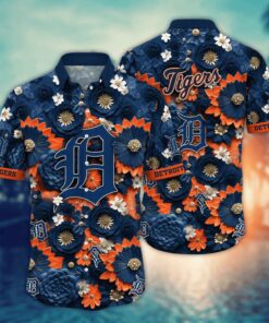 Detroit Tigers Vintage Floral Medley Summer Hawaiian Shirt