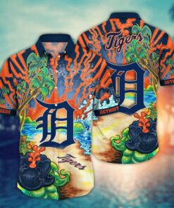 Detroit Tigers Volcanic Island Summer Hawaiian Shirt