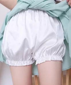 Women's Lace Bloomers Ruffled Pumpkin Pants White Jk Safety Pants Lolita Satin Dress Pettipant Ice Silk Home Safety Shorts New
