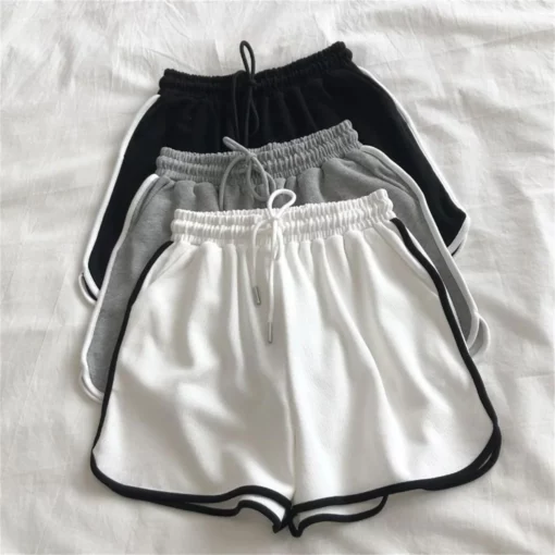 Korean Simple Casual Striped Shorts Women Summer Fashion Elastic High Waist Short Pant Yoga Sports Clothes Retro Street Shorts - Image 2