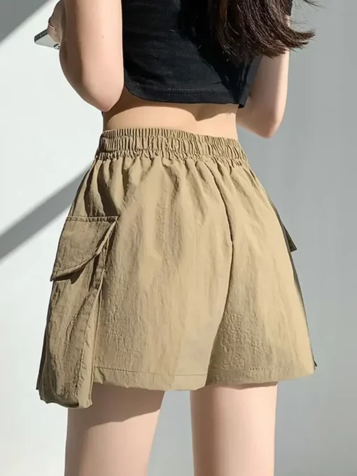 With Waist Pocket Elastic Women's Shorts High Wide Hot 2000s Clothes Y2k Trend 2025 Japanese Style Comfy Kpop Female Short Pants - Image 5