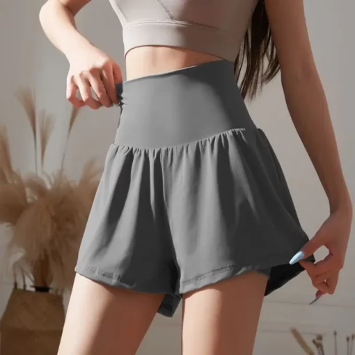 Women's Shorts Wide Fitness Gym Sport Elastic Waist High Sports Black Running Female Short Pants Outfits Luxury Comfy Designer - Image 5