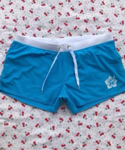 Vintage aesthetic floral print summer women's punk slim chic sexy blue mini shorts emo girls Y2K fashion casual goth streetwear